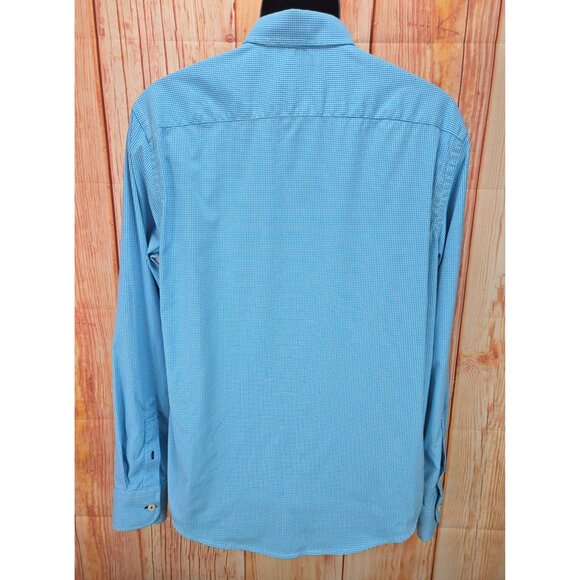 Untuckit Mens Slim Fit Blue Long Sleeve Shirt Large - Picture 2 of 6